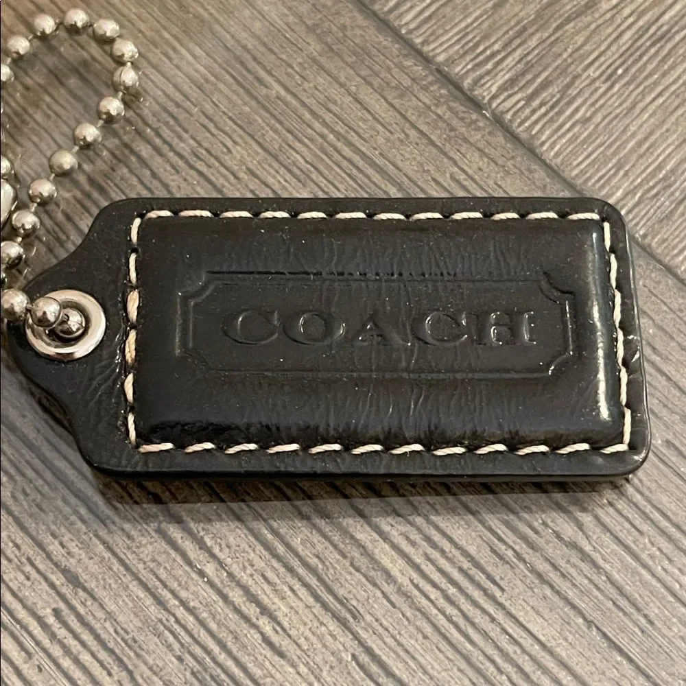Coach Black Leather Hangtag - Key Chain